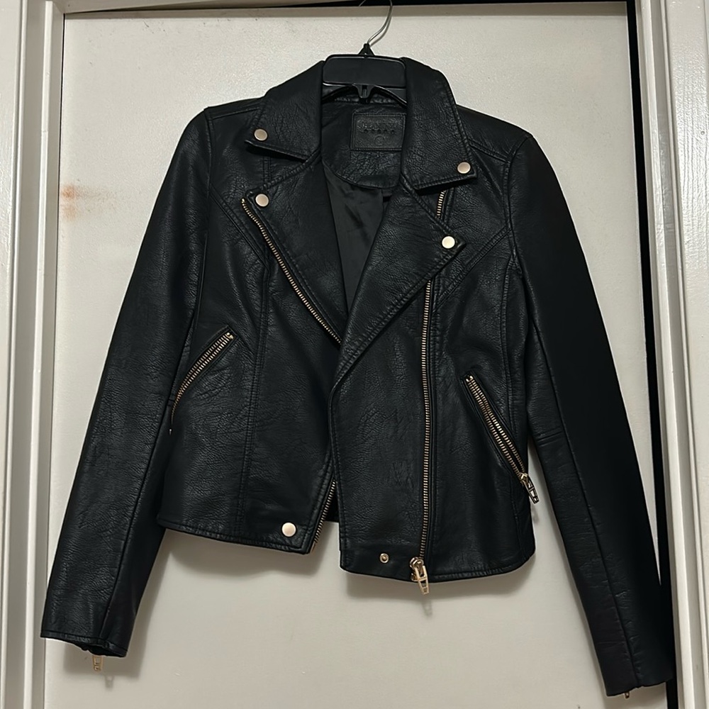 Blank NYC Black Faux Leather Moto Jacket Size Small